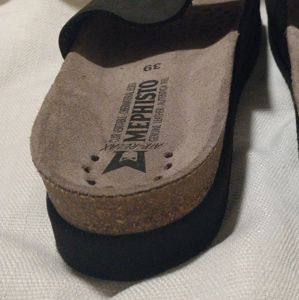 Mephisto Black Nubuck Leather Hanik Leather Sandals NWOB